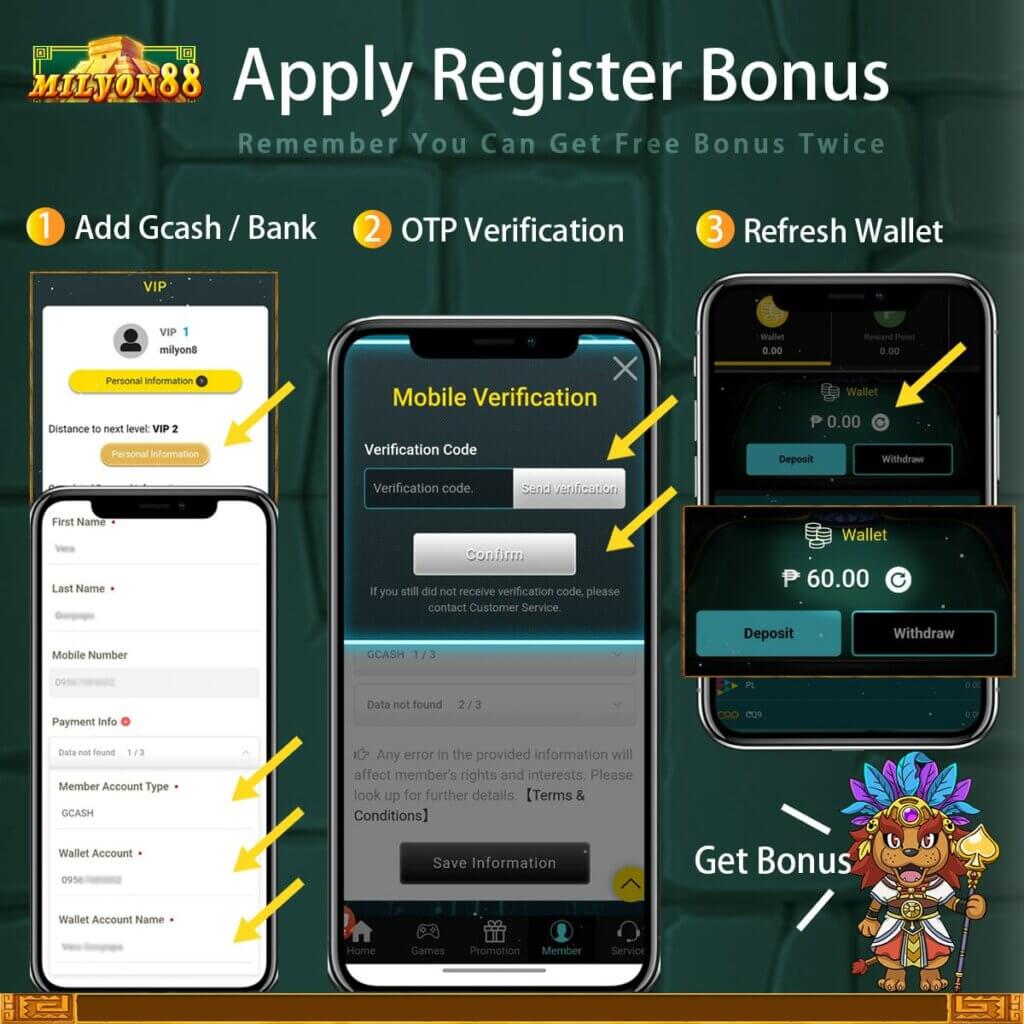 How to Apply Milyon88 Free Bonus / Register Bonus?